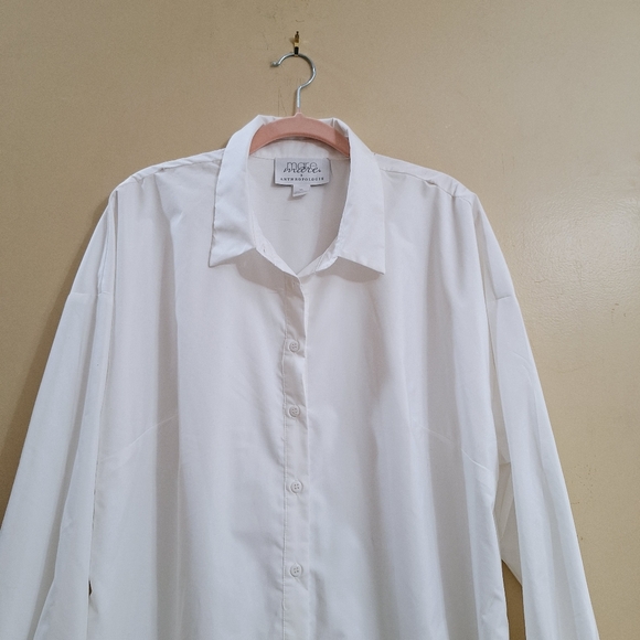 Mare MareAnthropologie White Button Down Pockets  Midi Shirt Dress Sz XL - Picture 3 of 9
